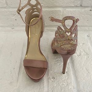 Baby pink glitter heels